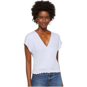Women's White V-Neck Top